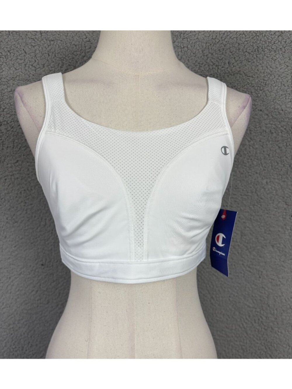 Champion Spot Comfort Full Support Bra Breathable Mesh Design White Size 34D NWT